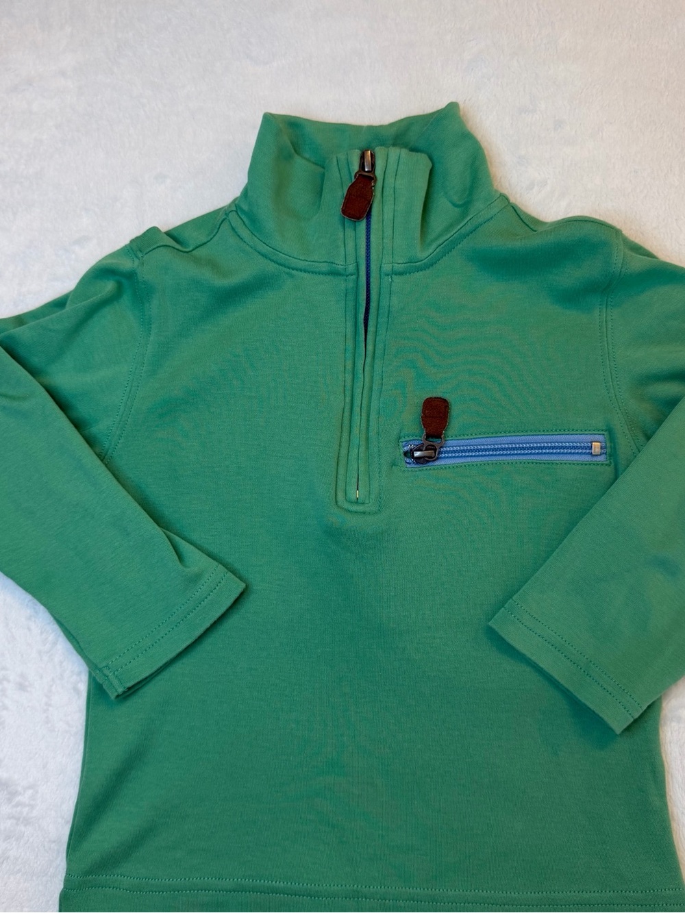 Bella Bliss Kids Green Quarter-Zip Pullover with Chest Zip Pocket - 2T